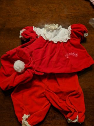 Vintage Cabbage Patch Kids Doll Clothes: Red White Ruffle Dress Pant Hat