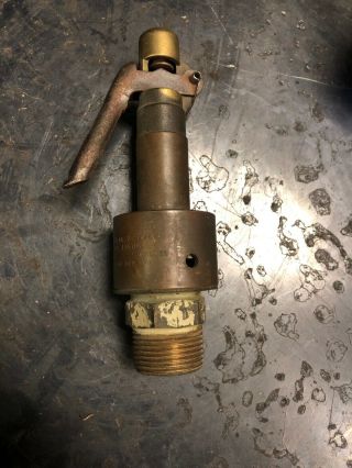 Antique Brass Steam Pop Off Valve 1” 135lbs Steam Engine Pressure Whistle