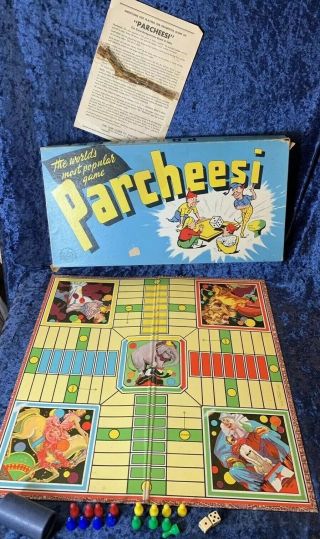 Vintage 1930s Parcheesi Board Game Rare Circus Themed Copp Clark 30s Complete