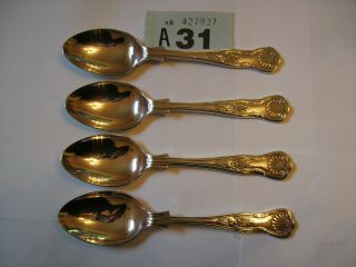 Vintage Epns A1 Kings Silver Plate Quality Heavy Weight Teaspoons Spoons X 4