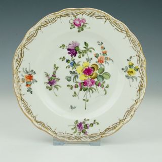 Antique Meissen Dresden Porcelain - Hand Painted Flowers Plate - Pretty