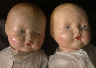 Big 21” Vintage Antique Composition And Cloth Twin Baby Doll’s Unmarked 2