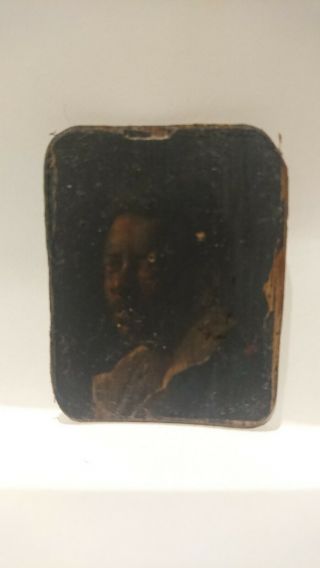 Vintage Miniature Picture Of A Black Man Portrait Wood Painting