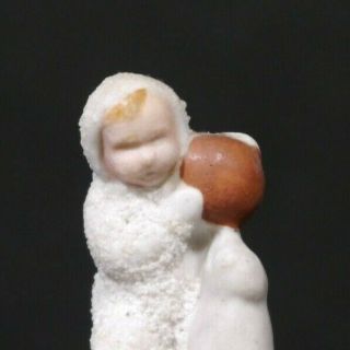 Antique German Bisque Porcelain Snow Baby Figurine Seal With Ball Marked 5 2