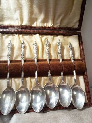 Set Six Apostle Tea/coffee Spoons,  Silver Plated,  Boxed,  Vintage,  Antique E P N S