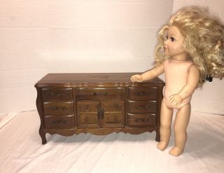 Wooden Doll Dresser Chest Of Drawers For American Girl Or 18 " Dolls Jewelry Box