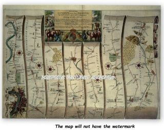 First English Road Map 1675 Ogilby 