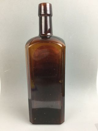 sarsaparilla Bottle Antique Dark Amber Square 1890’s With Lable 3