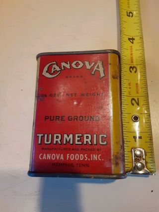 Antique Canova Tumeric Spice Tin Litho Can Vintage Memphis Tn Country Store Old