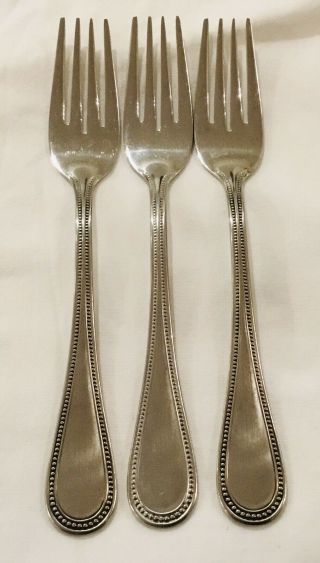 3 Towle Beaded Antique Germany Salad Forks 18/8 Stainless Steel Flatware Euc