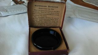 Antique Black Glass Watermark Detector Tray.