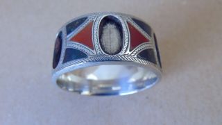 Art Nouveau Edwardian Sterling Silver Enamel Napkin Ring 1908