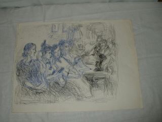 Rare Listed Artist Theresa Ferber Bernstein Drawing Group Of People