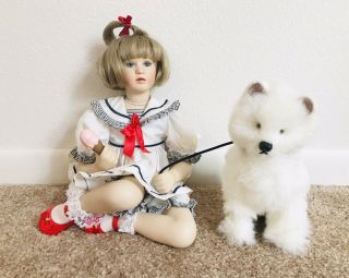 Rare Sweethearts Of Summer Porcelain Doll & Dog By Pamela Phillips “madeline”
