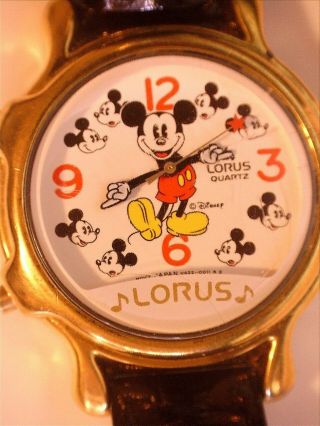 Disney - Vintage - Seiko By Lorus Mickey Mouse Musical Goldtone Quartz Watch