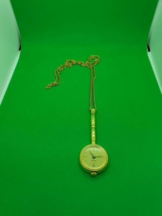 Ladies Rare Vintage Parker Pendant/necklace Gold Tone Watch,  Mirror On Back.  Bv.