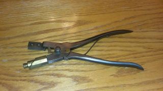 Antique Reliance Compton Brass Mounted Leather Slotted Hole Punch,  Newark,  Nj