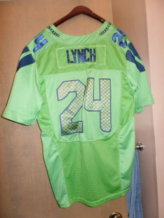 Rare Green Nfl Seattle Seahawks Marshawn Lynch Nike Limited Stitch Jersey Mens M