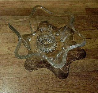 Vintage Clear Cut Glass Star Shaped Tapered Candle Holder 4 1/4” Wide