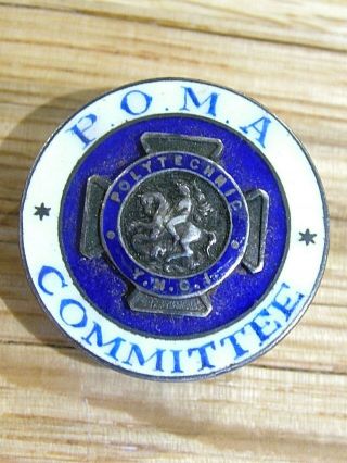 Antique Polytechnic P O M A Committee Badge Pin Brooch Hm 1924 Silver 519