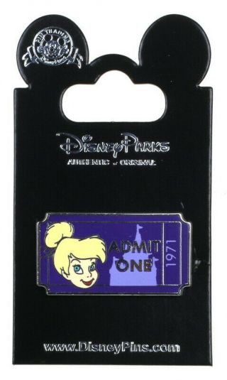 2012 Disney Wdw Admission Ticket Tinker Bell Pin With Packing Rare
