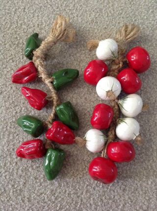 Ceramic Glass Red Green Chili Pepper Hanging String Peppers Garlic Tomato Braid