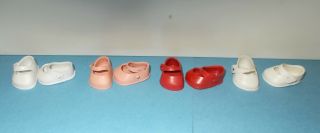 Vtg 1950s Vinyl Doll Shoes For 8 " Ginny,  Muffie,  Ginger,  M.  A.  Red,  Pink,  White