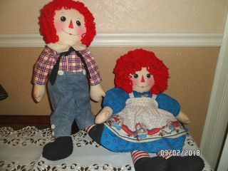 Vintage Collectible Raggedy Ann & Andy Cloth Dolls; Handmade ; Icon Clothing