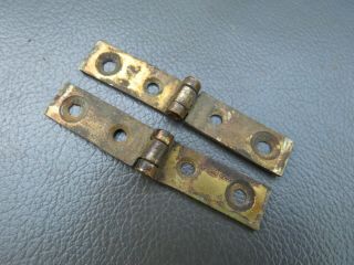 Antique Or Vintage Writing Slope Box Pair Brass Strap Hinges Spares Parts