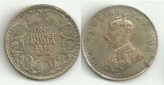 India 1 Rupee Coin British India 1818 George V King Emperor Very Rare