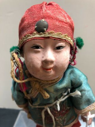 10” Vintage Chinese Little Boy Around 1940’s Embroidery S 2