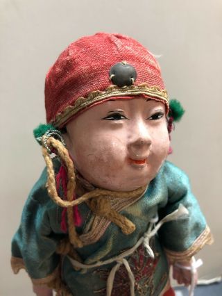 10” Vintage Chinese Little Boy Around 1940’s Embroidery S 3