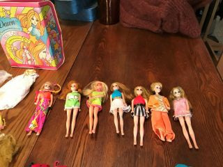 VTG 1970 Topper Toys Dawn and Her Friends Doll Case 7 Dolls,  Clothes,  Shoes,  etc 2