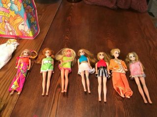 VTG 1970 Topper Toys Dawn and Her Friends Doll Case 7 Dolls,  Clothes,  Shoes,  etc 3