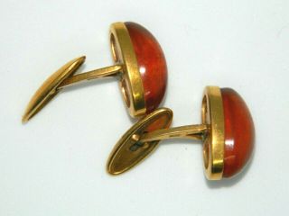 Cufflinks Amber Brass.  Vintage Ussr Russian Soviet