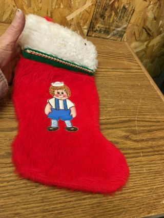 Vintage Raggedy Andy Red 12.  5 " Christmas Stocking Plush