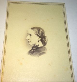 Antique Civil War Era Victorian Fashion Lady Profile Portrait Old Cdv Photo Us