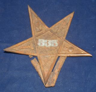 Antique Order Of The Eastern Star Masonic Cast Metal Sign Emblem Plaque