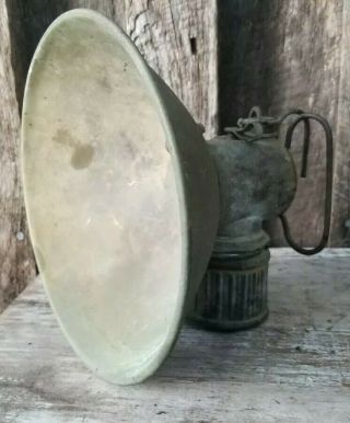 Antique Justrite Miners Carbide Lamp,  7 " Reflector,  Pat 1912 - 1915