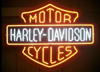 Rare Harley - Davidson Hd Motorcycle Bike Real Neon Sign Beer Bar Light