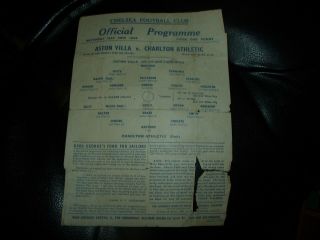 Aston Villa V Charlton 20/5/1944 Played @ Chelsea Fc Rare