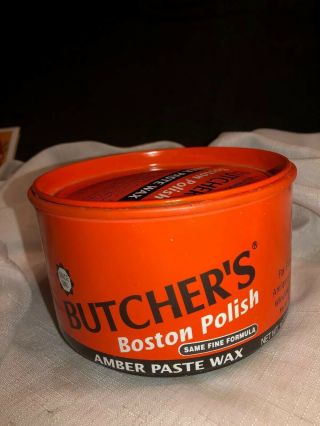 Butcher’s Boston Polish 16oz Amber Paste Wax Rare 80 Full