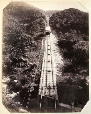 Rare Large Albumen Photograph Of Peak Tramway Tracks,  Hong Kong,  1870 - 80s China