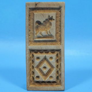 4 " Antique Swiss Black Forest Carved Springerle Cookie Mold 2 - Field Dog Diamond