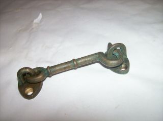 Vintage Brass Door Hook,  Cabinet Lock Latch 3 " - Marine Salvaged Reclaimed
