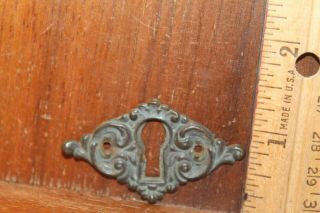 Antique Skeleton Key Hole Escutcheon Plate Ornate Brass 2