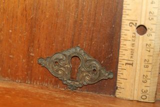 Antique Skeleton Key Hole Escutcheon Plate Ornate Brass 3