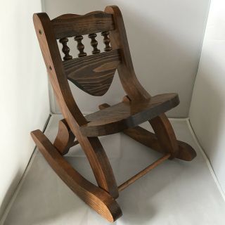 Vintage 12.  5” Solid Wood Rocking Chair Teddy Bear Doll Chair
