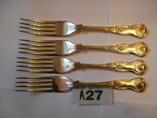 Vintage Epns A1 Kings Silver Plate Quality Heavy Weight Gauge Dessert Forks X 4