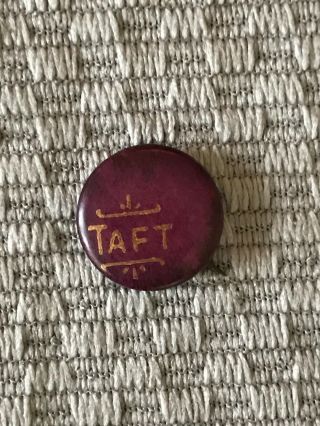 Antique William Howard Taft Presidential Campaign Button Pin,  Purple Gold